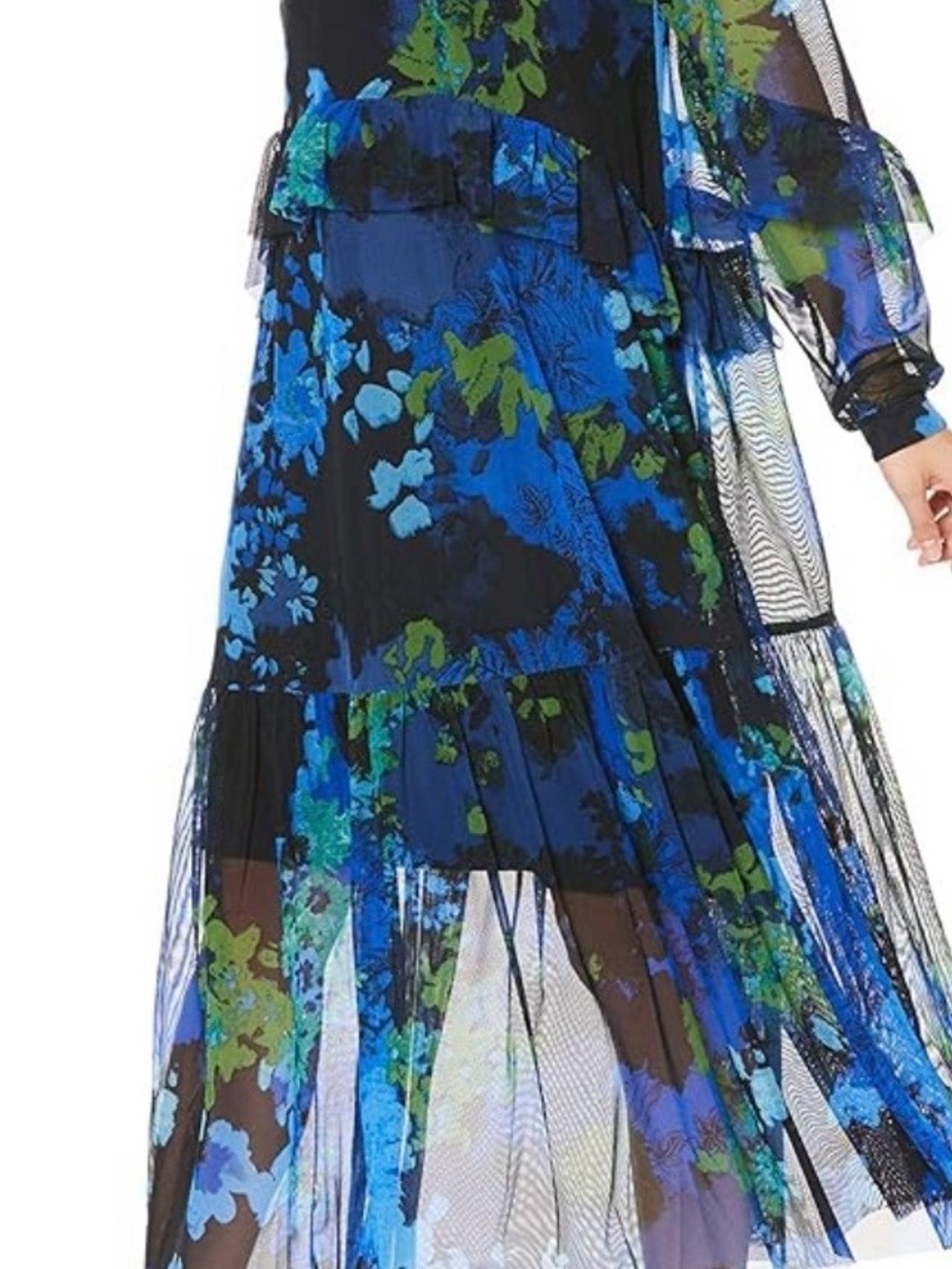 Desigual Blue and Black Floral Midi Dress - Picture 2 of 7